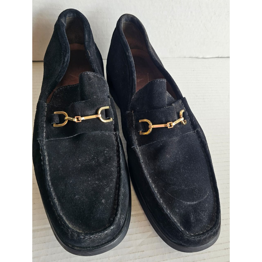 GUCCI Men's Horsebit Black Suede Leather Loafers US Size 10.5D Made in Italy